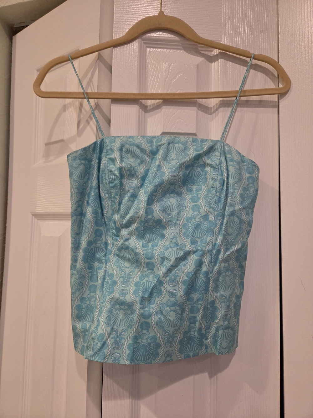 Vineyard Vines Aqua Blue Shell-Print Spaghetti Strap Camisole